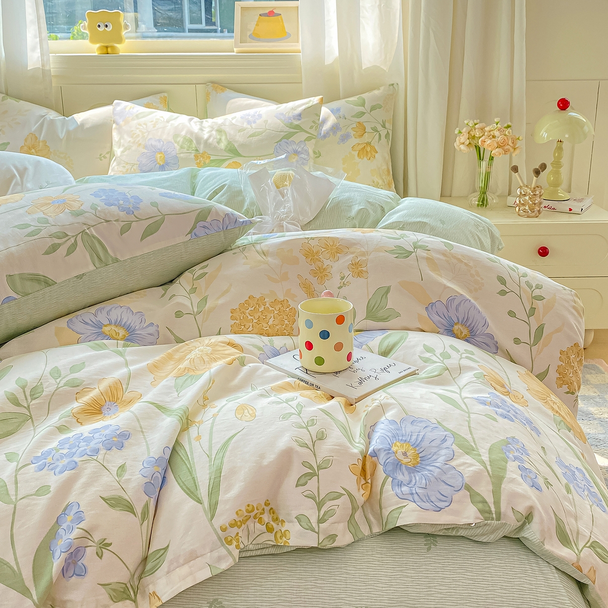 91家纺网 家纺一手货源 找家纺 黑马家居 2025新款13070全棉田园小清新单品被套系列 花漾