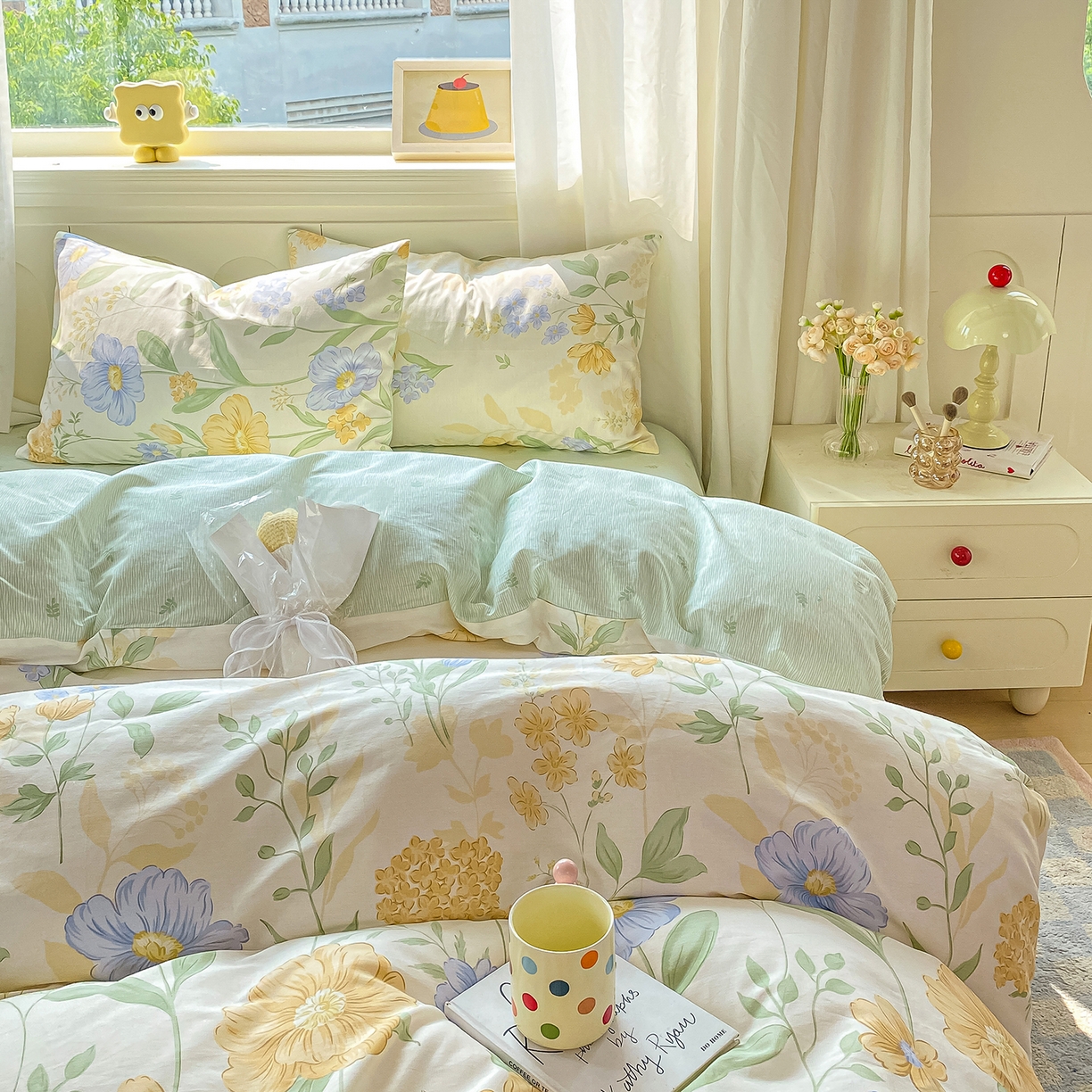 91家纺网 家纺一手货源 找家纺 黑马家居 2025新款13070全棉田园小清新单品被套系列 花漾