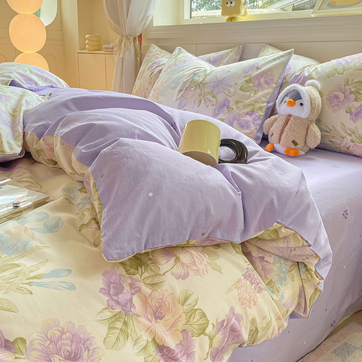 91家纺网 家纺一手货源 找家纺 黑马家居 2025新款13070全棉田园小清新四件套系列 花漾