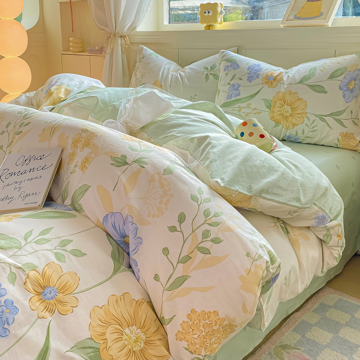 91家纺网 家纺一手货源 找家纺 黑马家居 2025新款13070全棉田园小清新单品被套系列 花漾