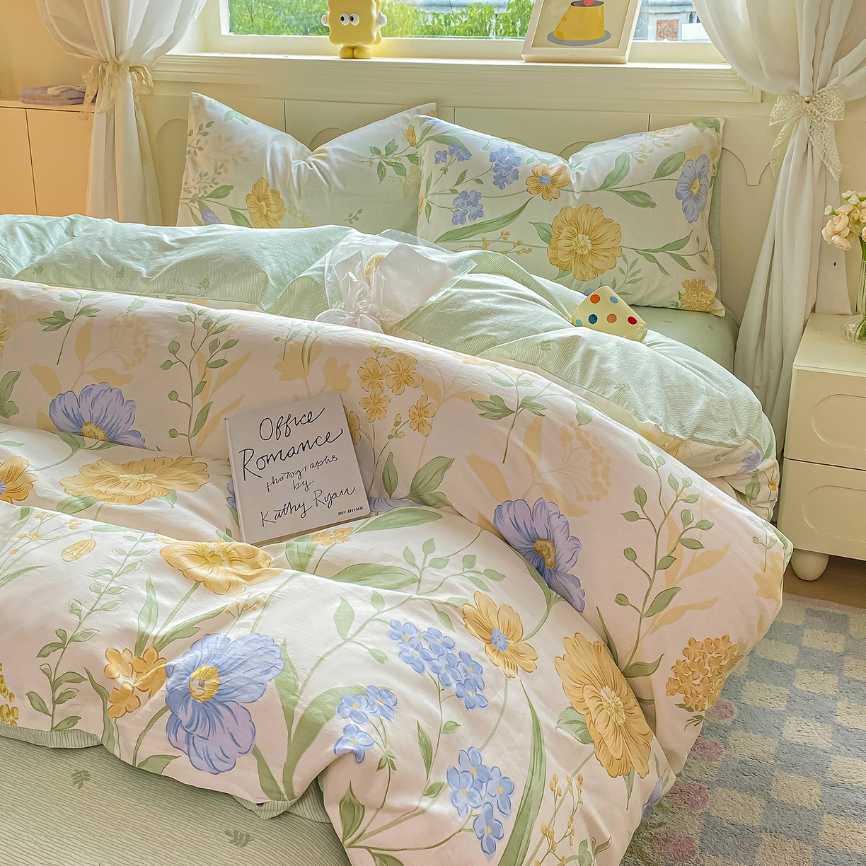 91家纺网 家纺一手货源 找家纺 黑马家居 2025新款13070全棉田园小清新单品被套系列 花漾