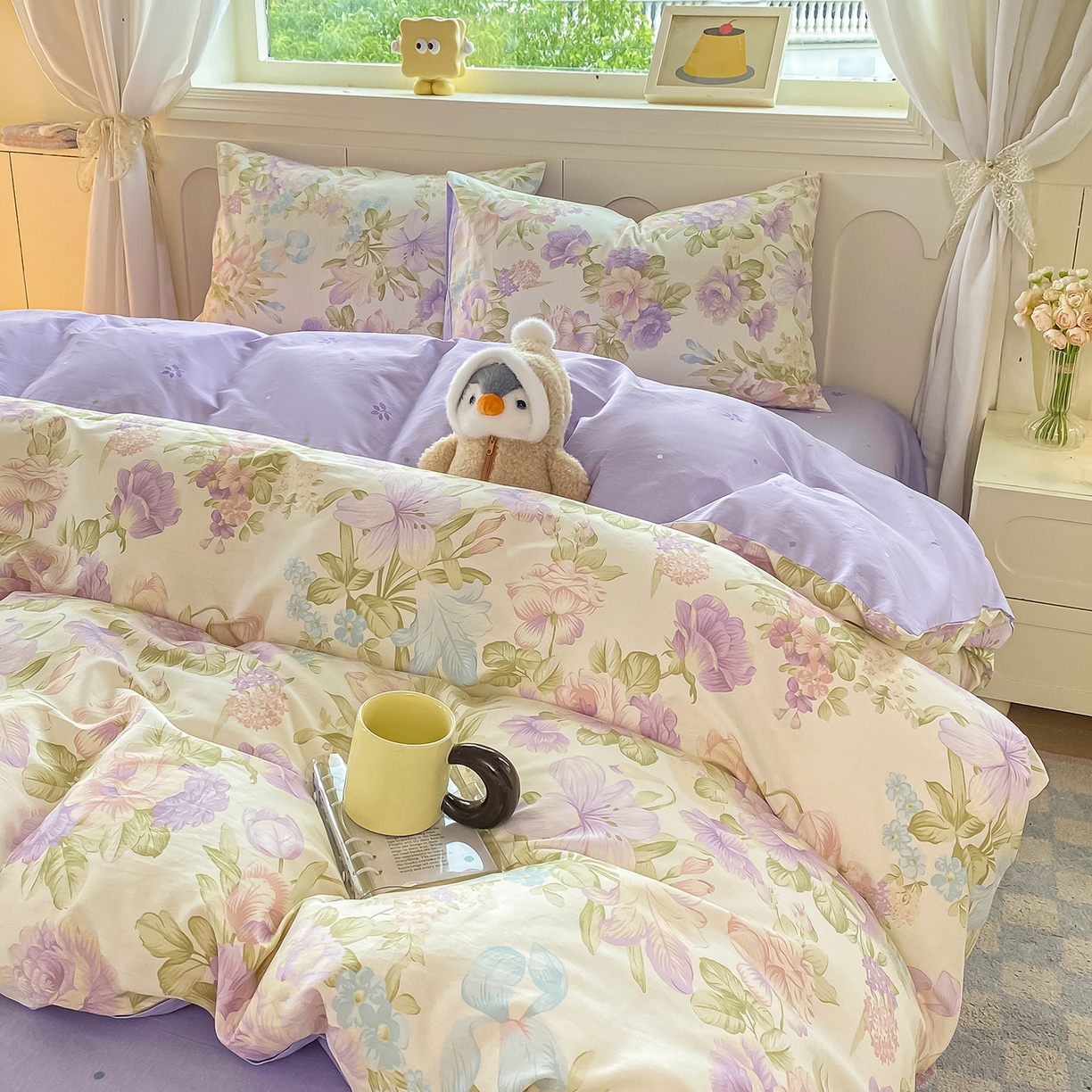 91家纺网 家纺一手货源 找家纺 黑马家居 2025新款13070全棉田园小清新四件套系列 花漾