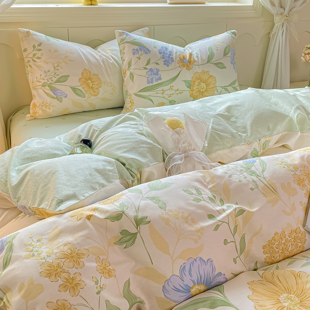 91家纺网 家纺一手货源 找家纺 黑马家居 2025新款13070全棉田园小清新单品被套系列 花漾