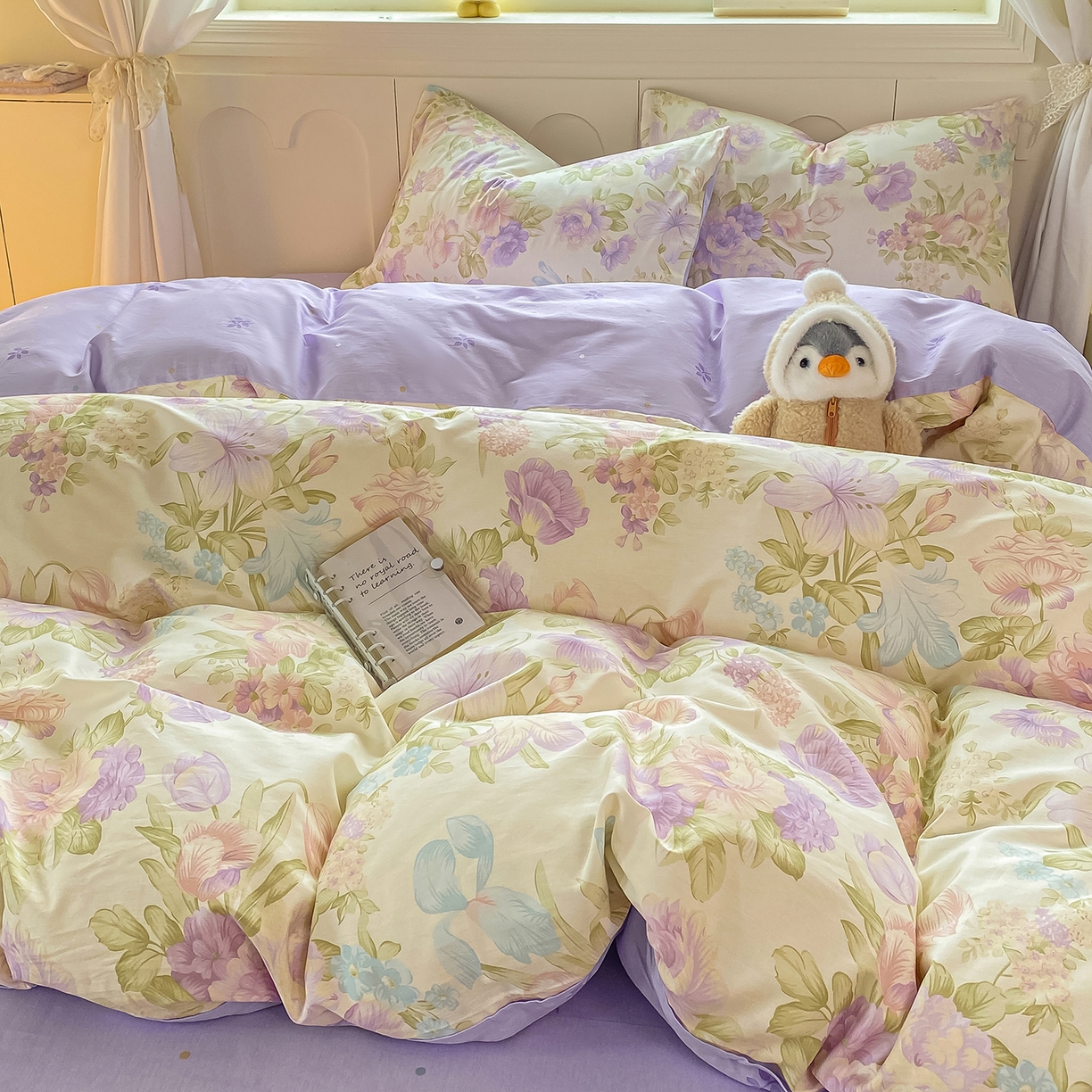 91家纺网 家纺一手货源 找家纺 黑马家居 2025新款13070全棉田园小清新四件套系列 花漾