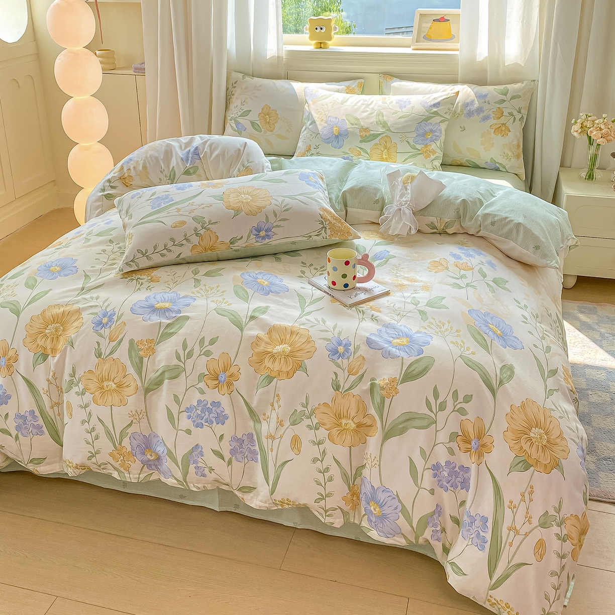 91家纺网 家纺一手货源 找家纺 黑马家居 2025新款13070全棉田园小清新四件套系列 花漾