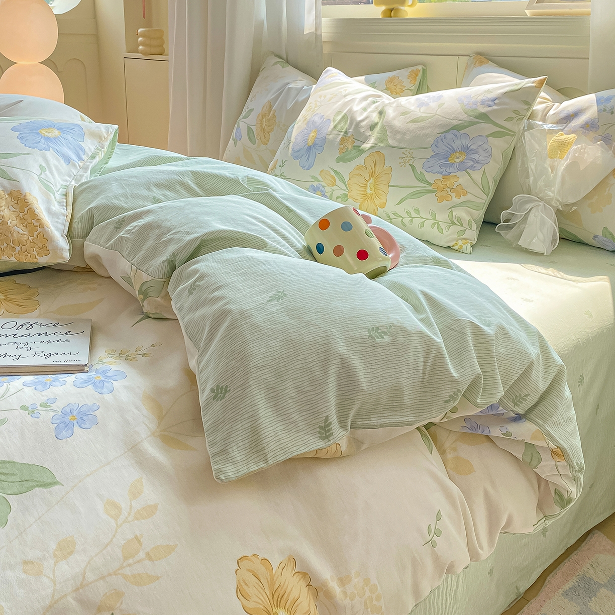 91家纺网 家纺一手货源 找家纺 黑马家居 2025新款13070全棉田园小清新四件套系列 花漾