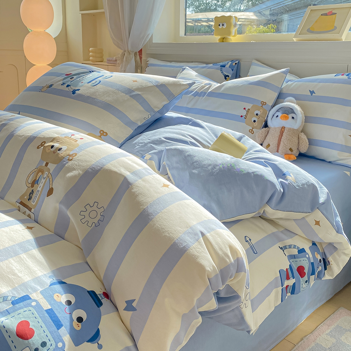 91家纺网 家纺一手货源 找家纺 黑马家居 2025新款13070全棉田园小清新单品被套系列 机器人