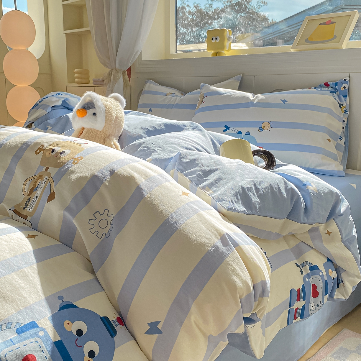 91家纺网 家纺一手货源 找家纺 黑马家居 2025新款13070全棉田园小清新单品被套系列 机器人