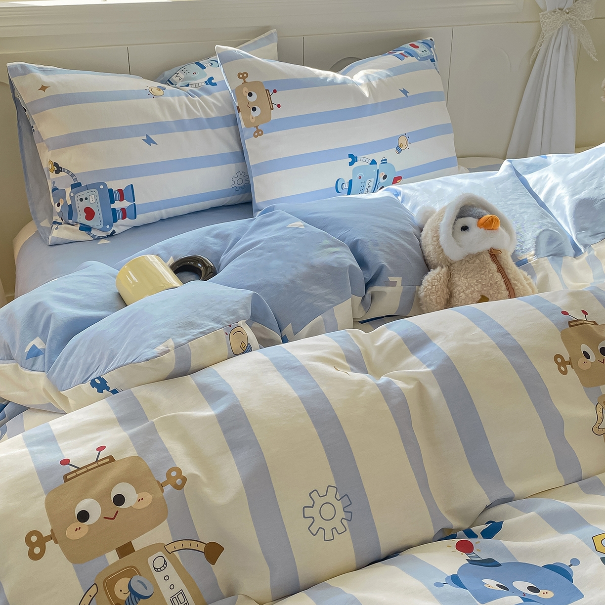 91家纺网 家纺一手货源 找家纺 黑马家居 2025新款13070全棉田园小清新单品被套系列 机器人