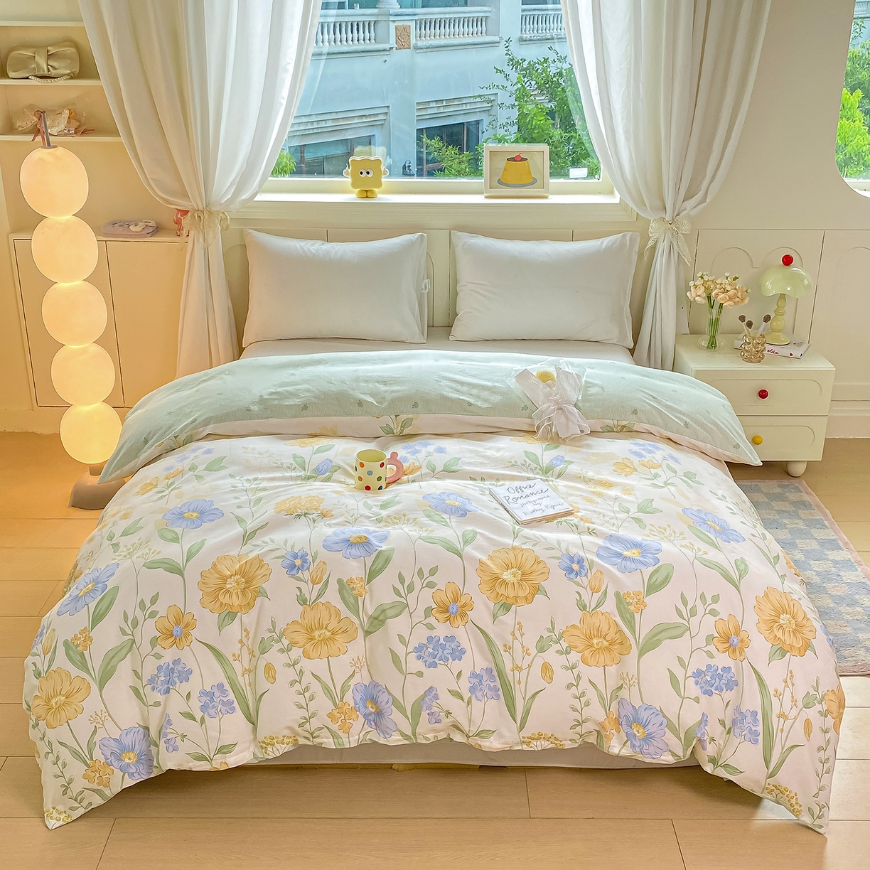 91家纺网 家纺一手货源 找家纺 黑马家居 2025新款13070全棉田园小清新四件套系列 花漾