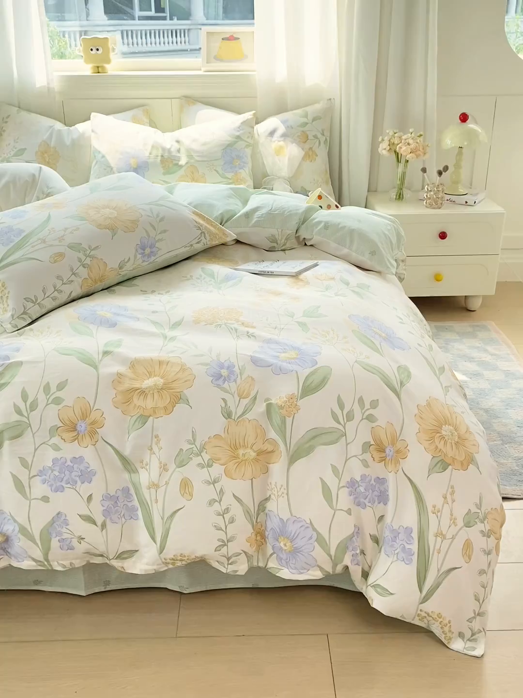 91家纺网 家纺一手货源 找家纺 黑马家居 2025新款13070全棉田园小清新四件套系列 花漾