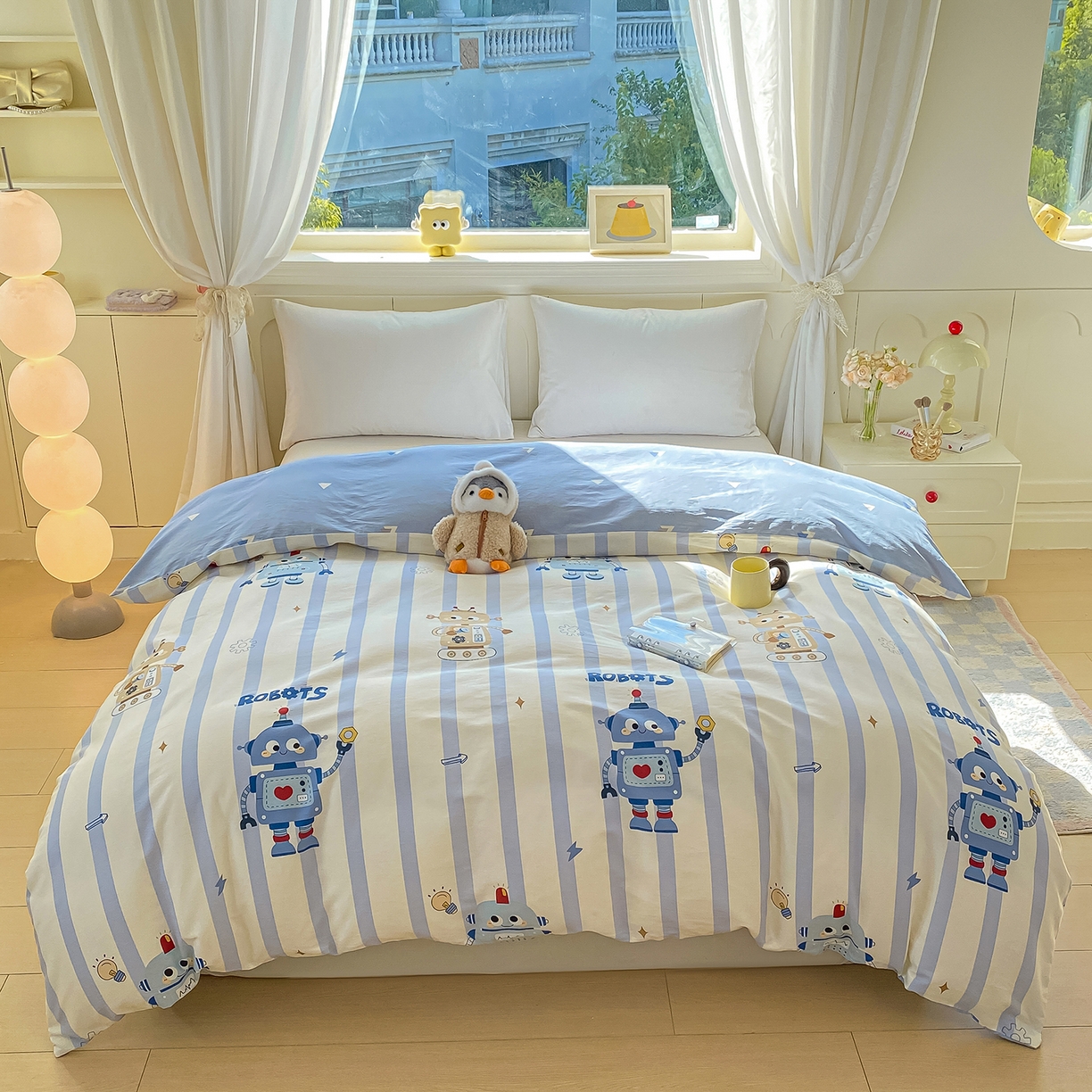 91家纺网 家纺一手货源 找家纺 黑马家居 2025新款13070全棉田园小清新四件套系列 机器人