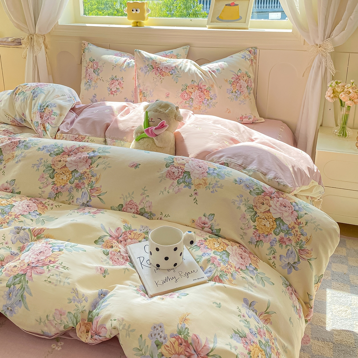 91家纺网 家纺一手货源 找家纺 黑马家居 2025新款13070全棉田园小清新单品被套系列 凯蒂猫