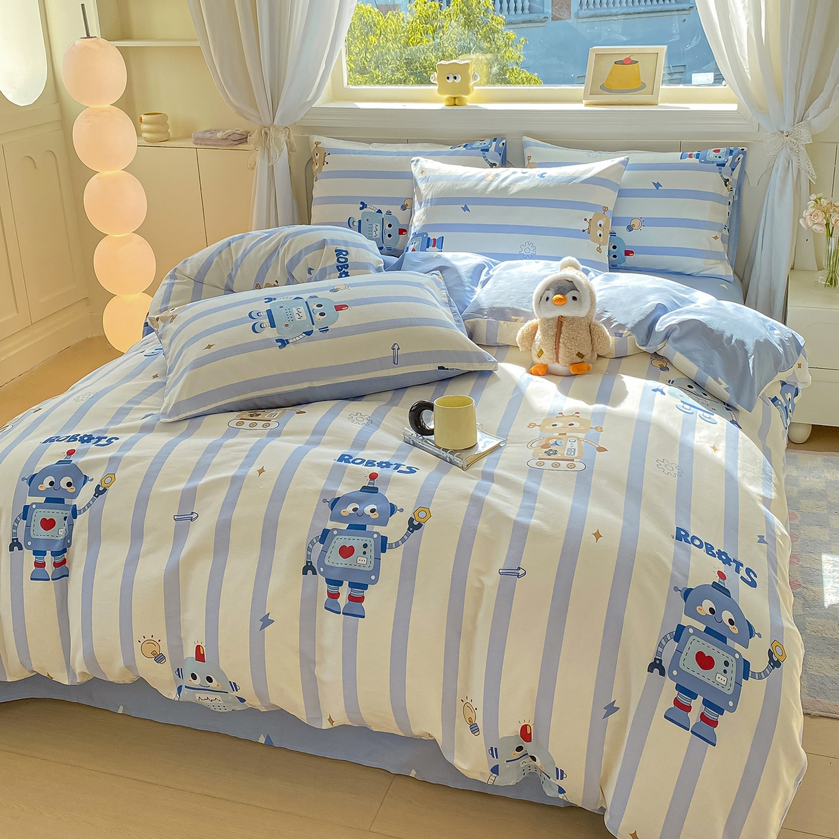 91家纺网 家纺一手货源 找家纺 黑马家居 2025新款13070全棉田园小清新四件套系列 机器人