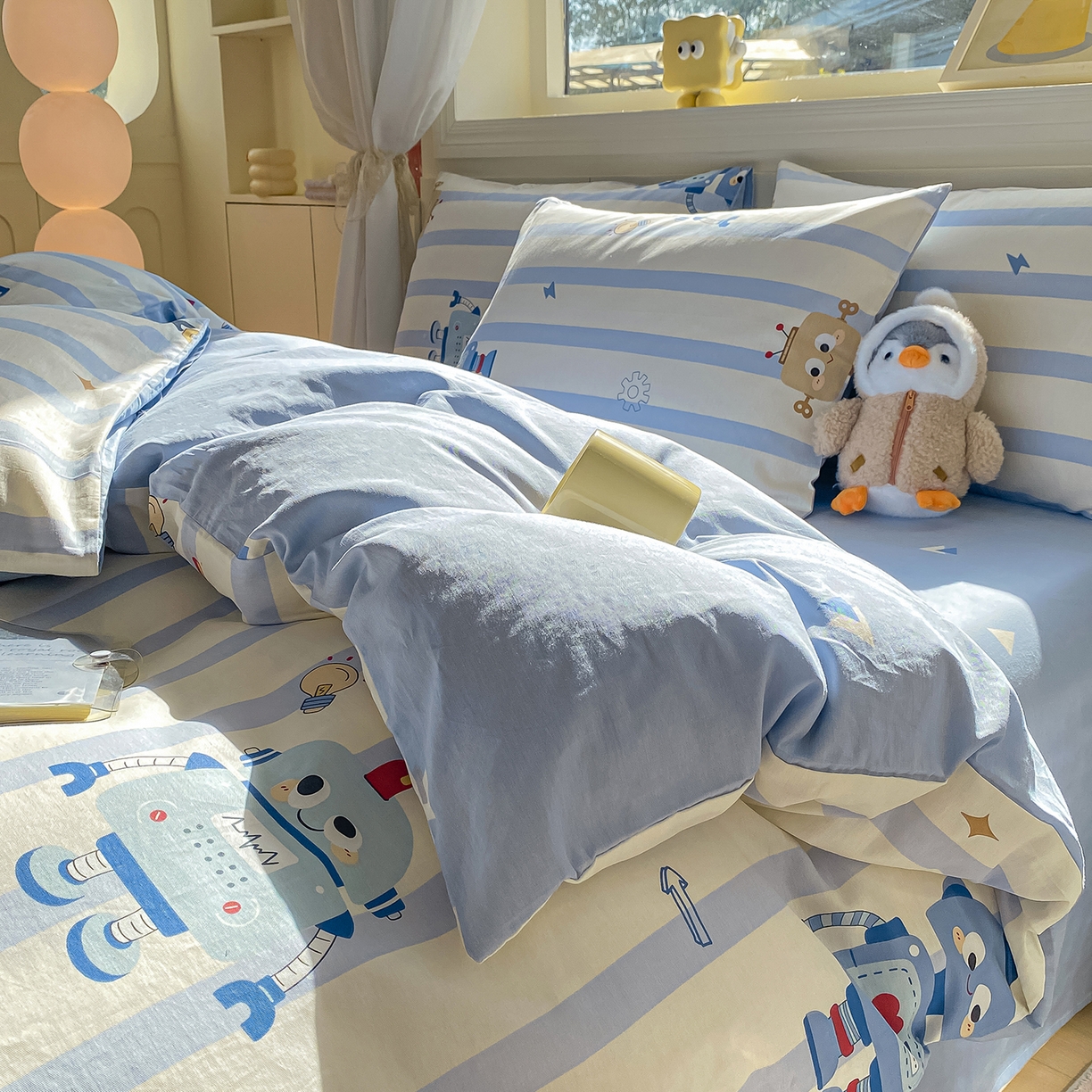 91家纺网 家纺一手货源 找家纺 黑马家居 2025新款13070全棉田园小清新四件套系列 机器人