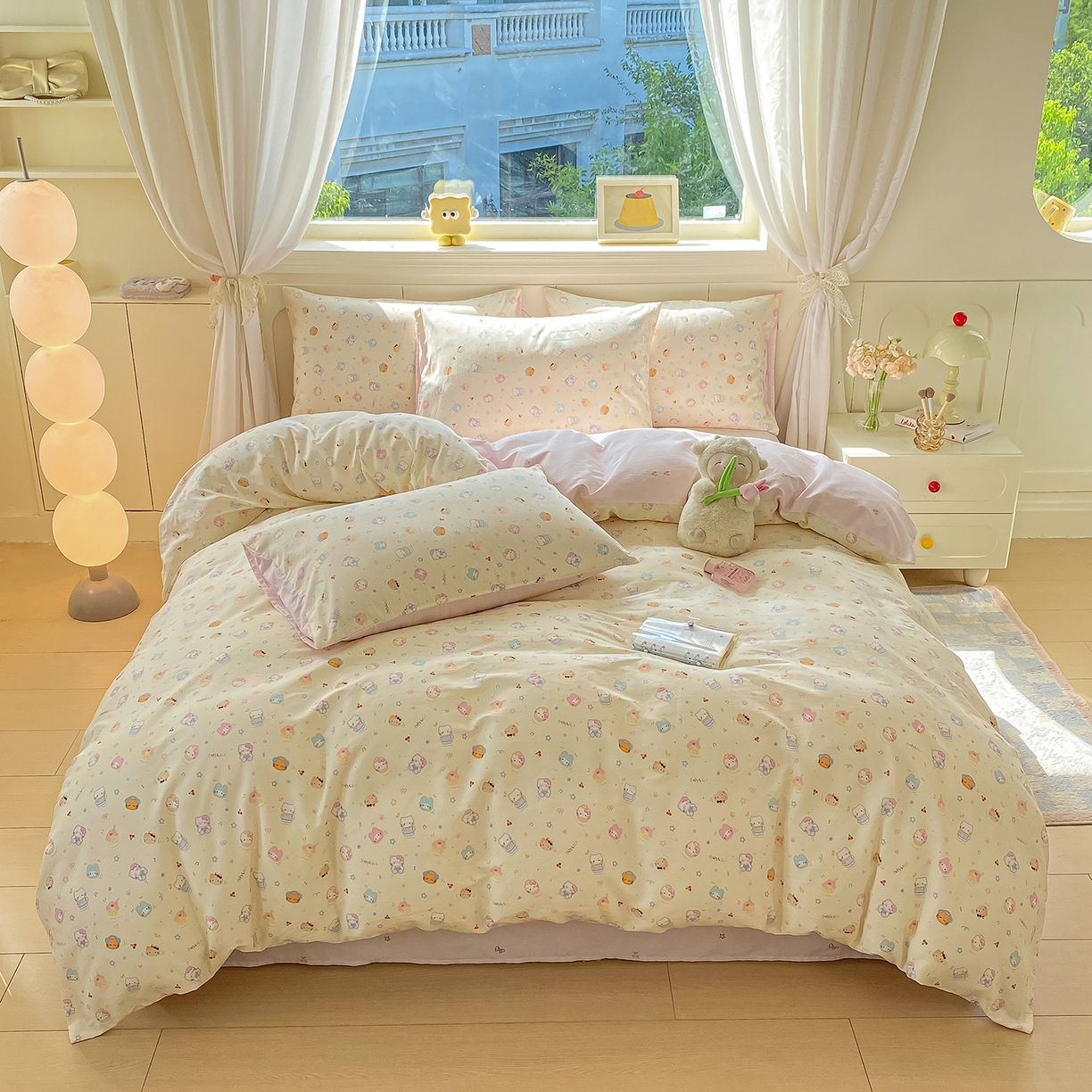 91家纺网 家纺一手货源 找家纺 黑马家居 2025新款13070全棉田园小清新单品被套系列 凯蒂猫