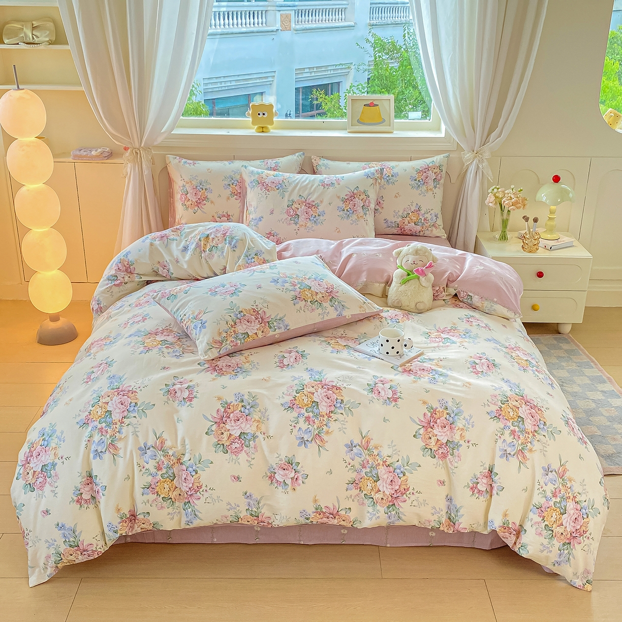 91家纺网 家纺一手货源 找家纺 黑马家居 2025新款13070全棉田园小清新四件套系列 凯蒂猫