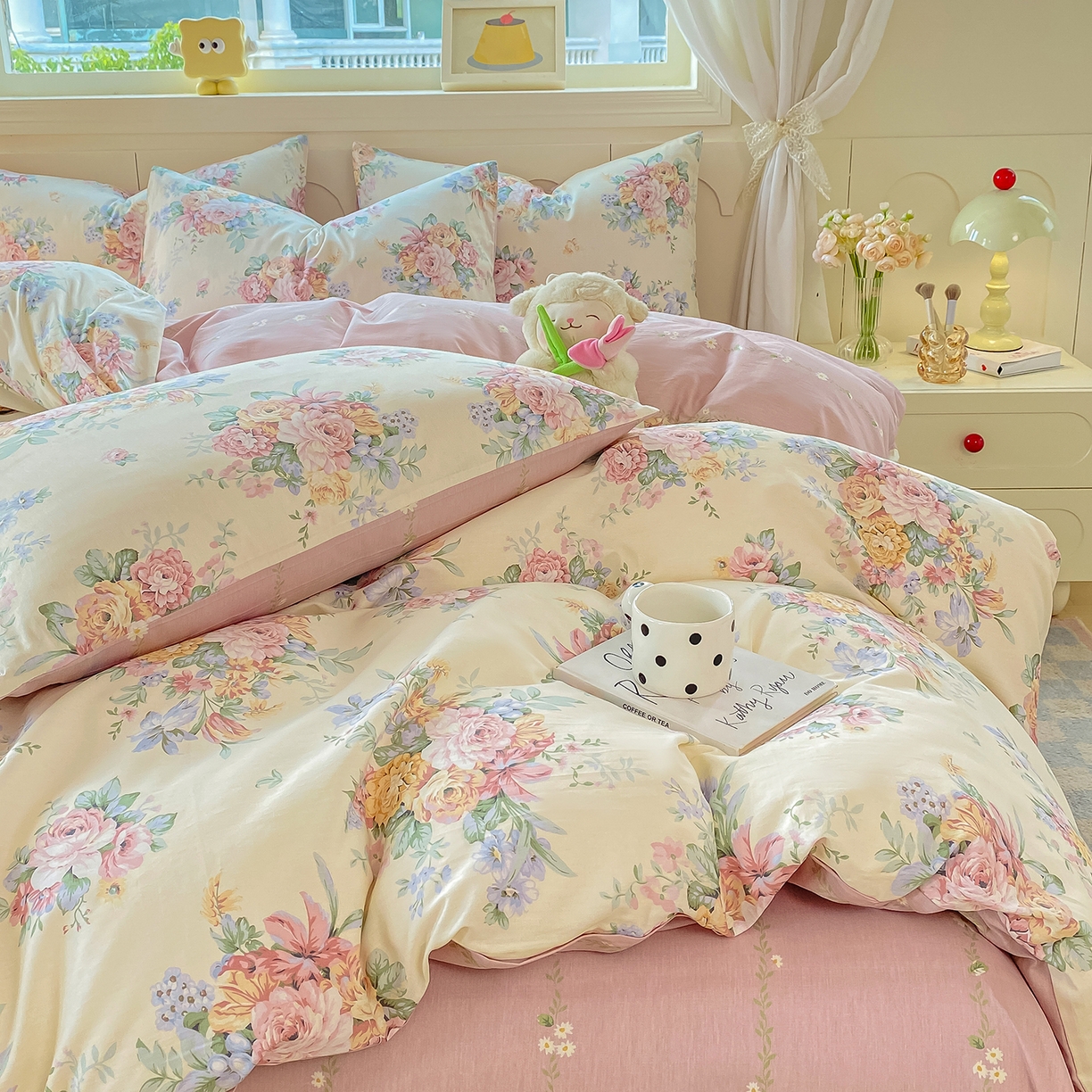 91家纺网 家纺一手货源 找家纺 黑马家居 2025新款13070全棉田园小清新四件套系列 凯蒂猫