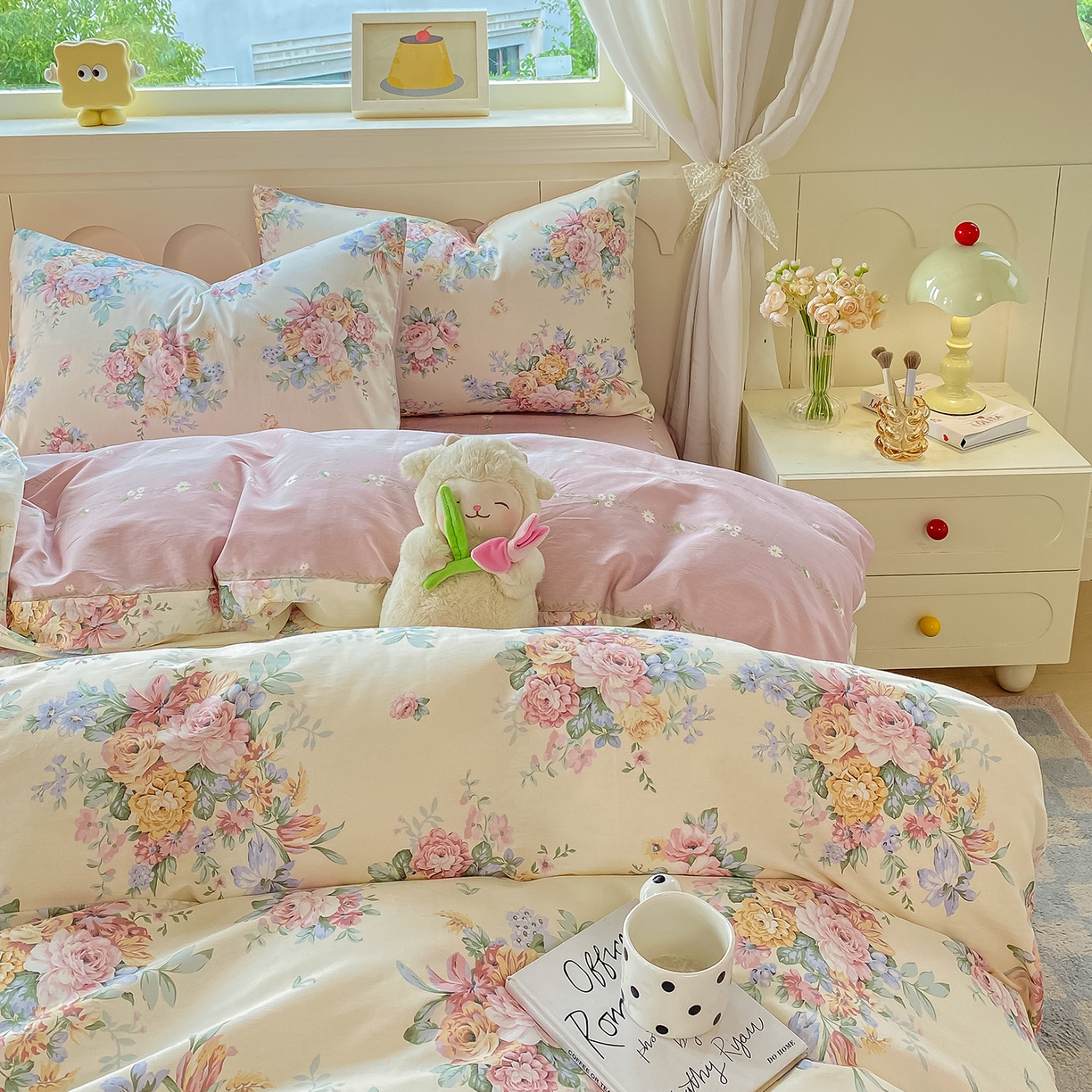 91家纺网 家纺一手货源 找家纺 黑马家居 2025新款13070全棉田园小清新四件套系列 凯蒂猫