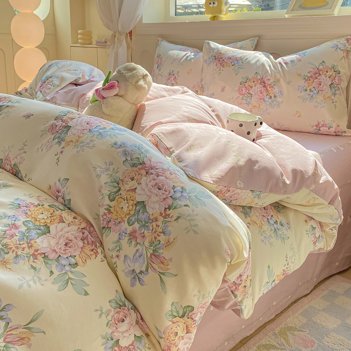 91家纺网 家纺一手货源 找家纺 黑马家居 2025新款13070全棉田园小清新四件套系列 凯蒂猫