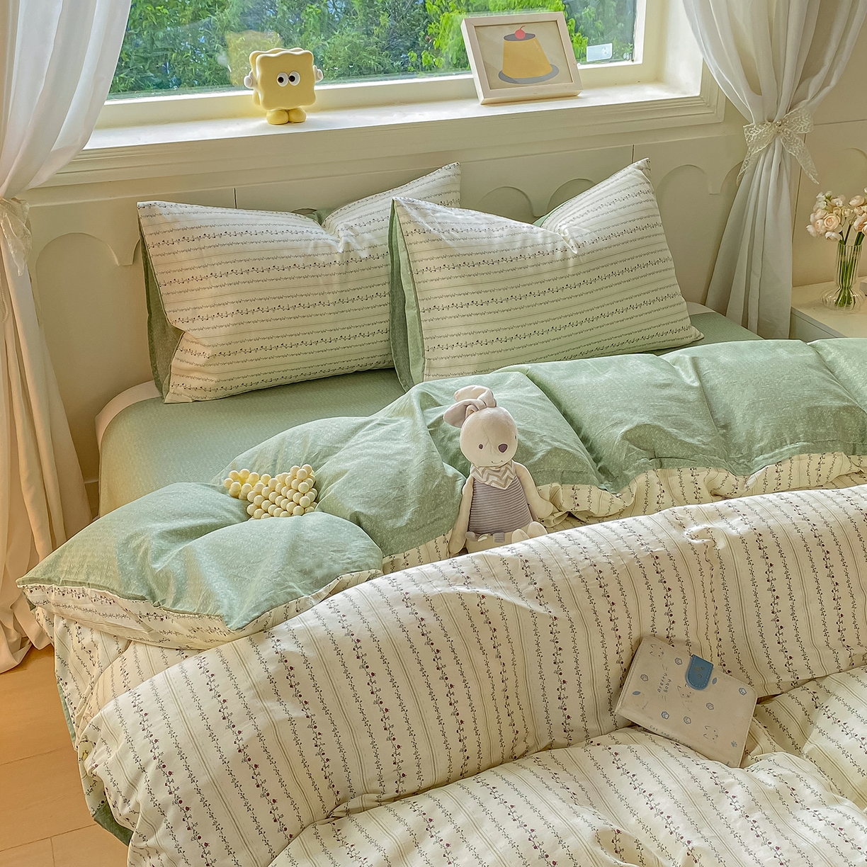 91家纺网 家纺一手货源 找家纺 黑马家居 2025新款13070全棉田园小清新单品被套系列 柠语