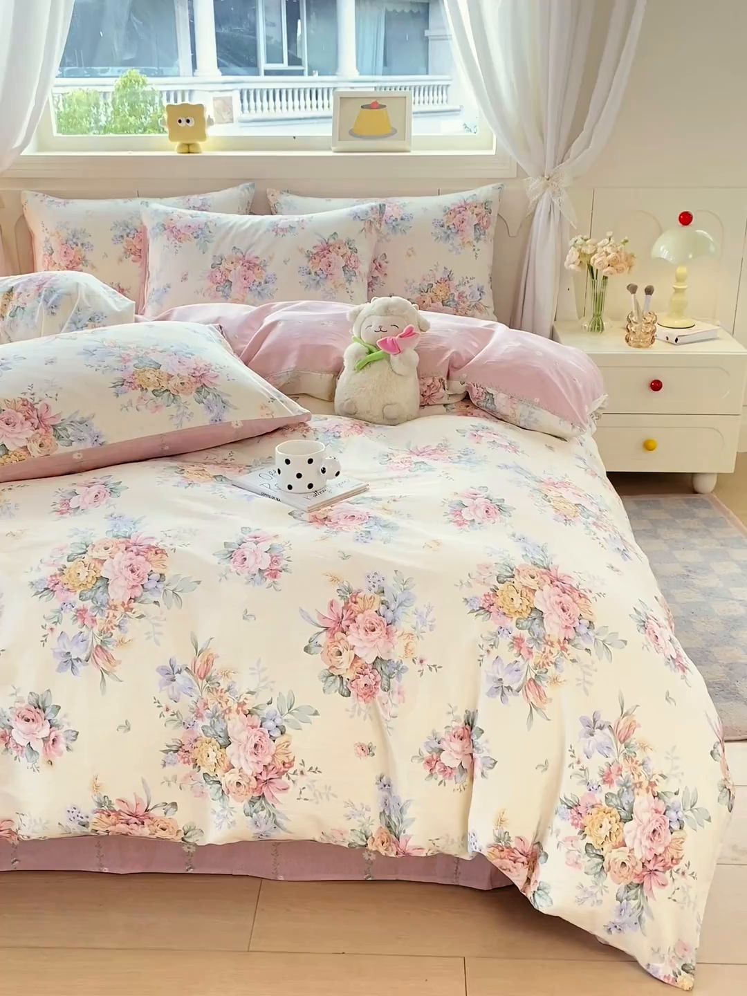 91家纺网 家纺一手货源 找家纺 黑马家居 2025新款13070全棉田园小清新四件套系列 凯蒂猫