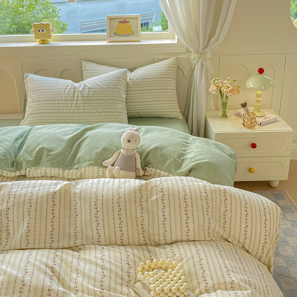 91家纺网 家纺一手货源 找家纺 黑马家居 2025新款13070全棉田园小清新单品被套系列 柠语