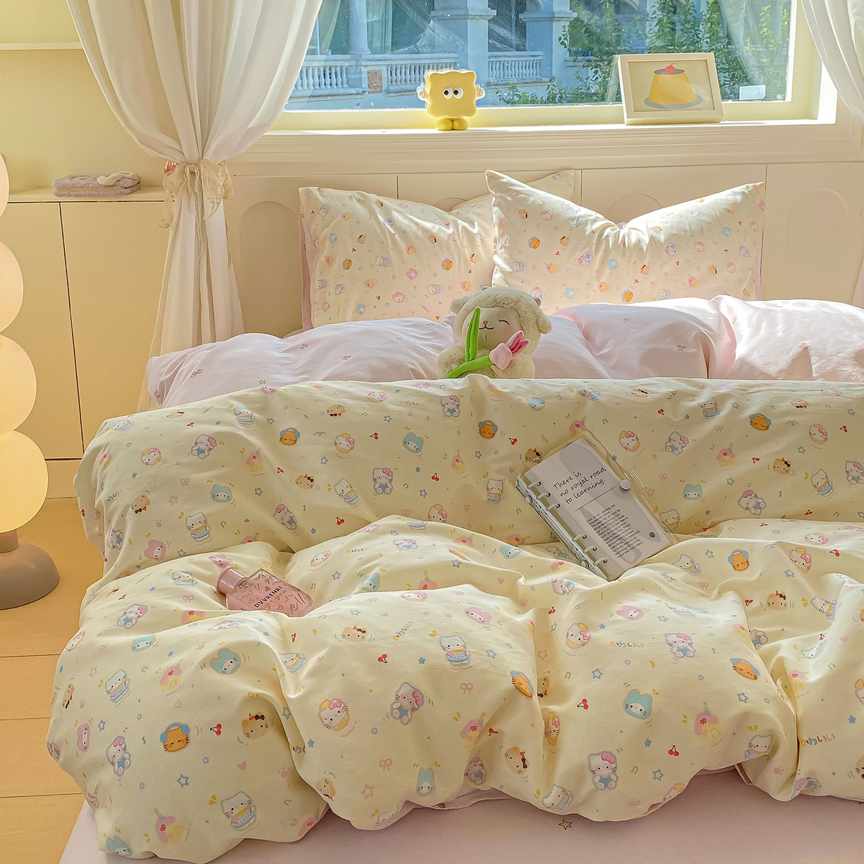 91家纺网 家纺一手货源 找家纺 黑马家居 2025新款13070全棉田园小清新四件套系列 凯蒂猫