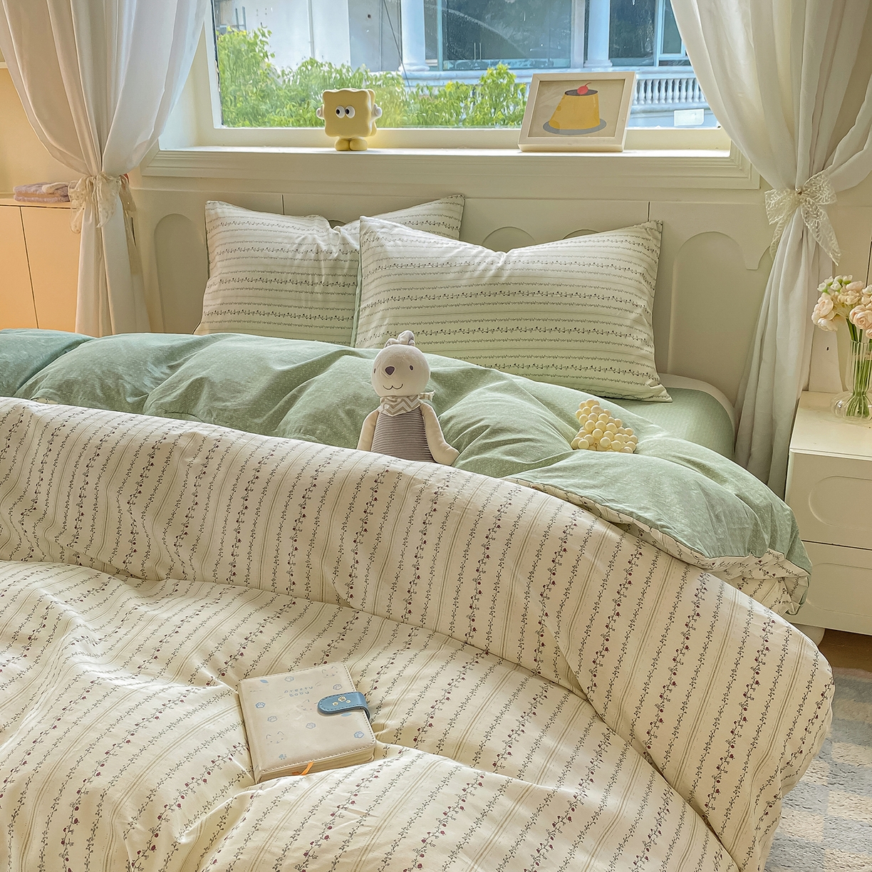 91家纺网 家纺一手货源 找家纺 黑马家居 2025新款13070全棉田园小清新单品被套系列 柠语