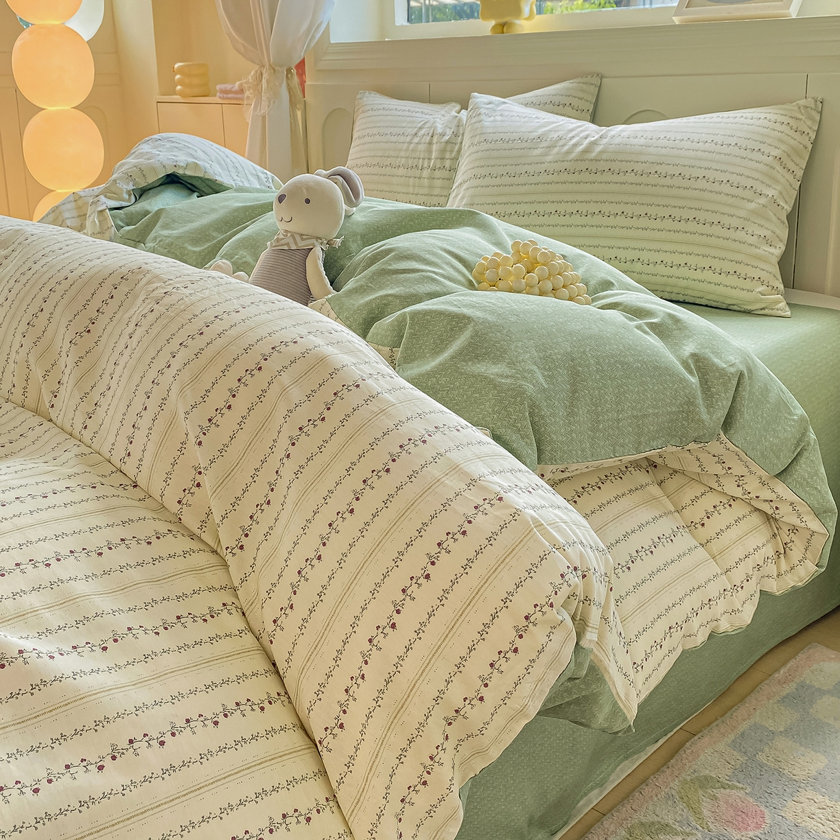 91家纺网 家纺一手货源 找家纺 黑马家居 2025新款13070全棉田园小清新单品被套系列 柠语