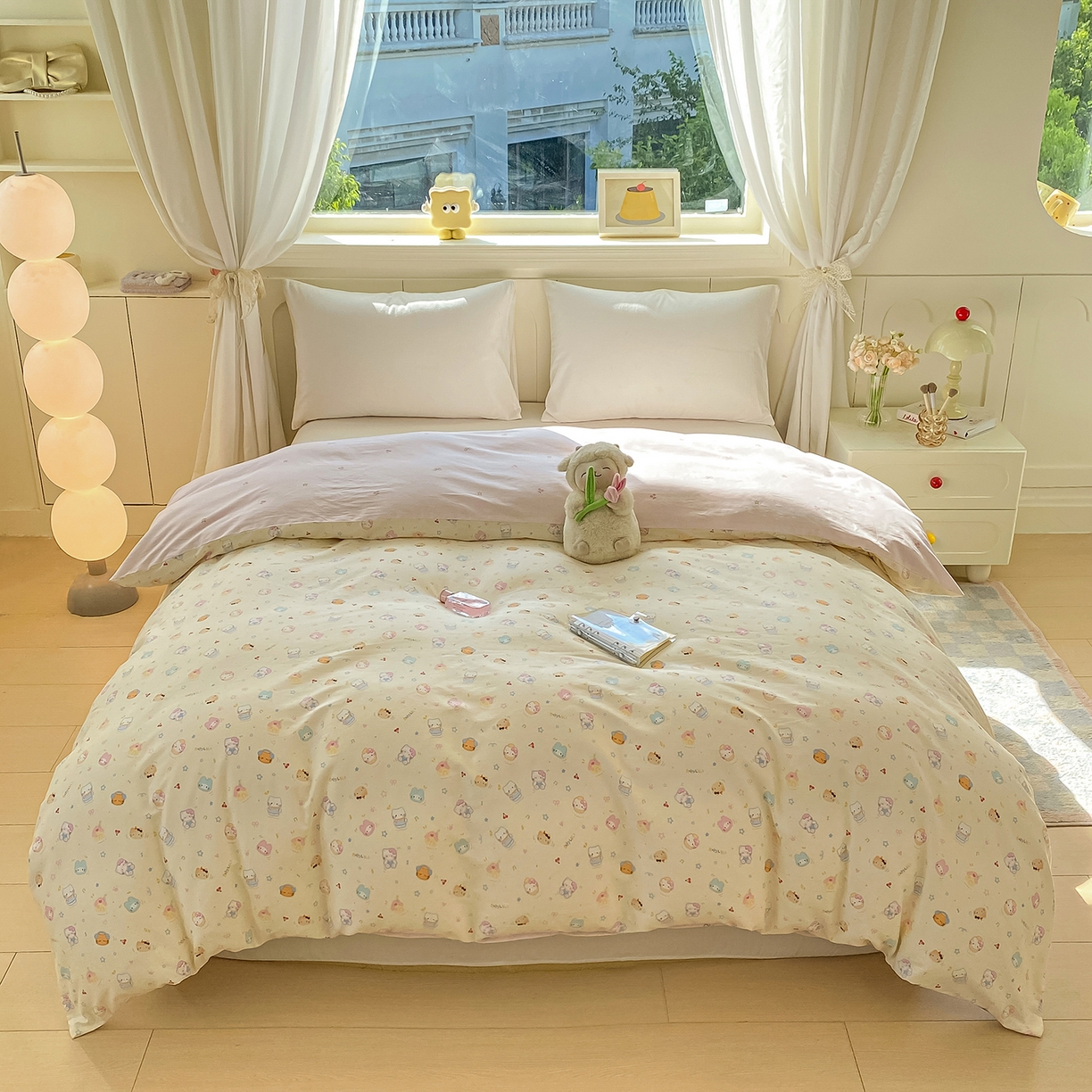 91家纺网 家纺一手货源 找家纺 黑马家居 2025新款13070全棉田园小清新四件套系列 凯蒂猫