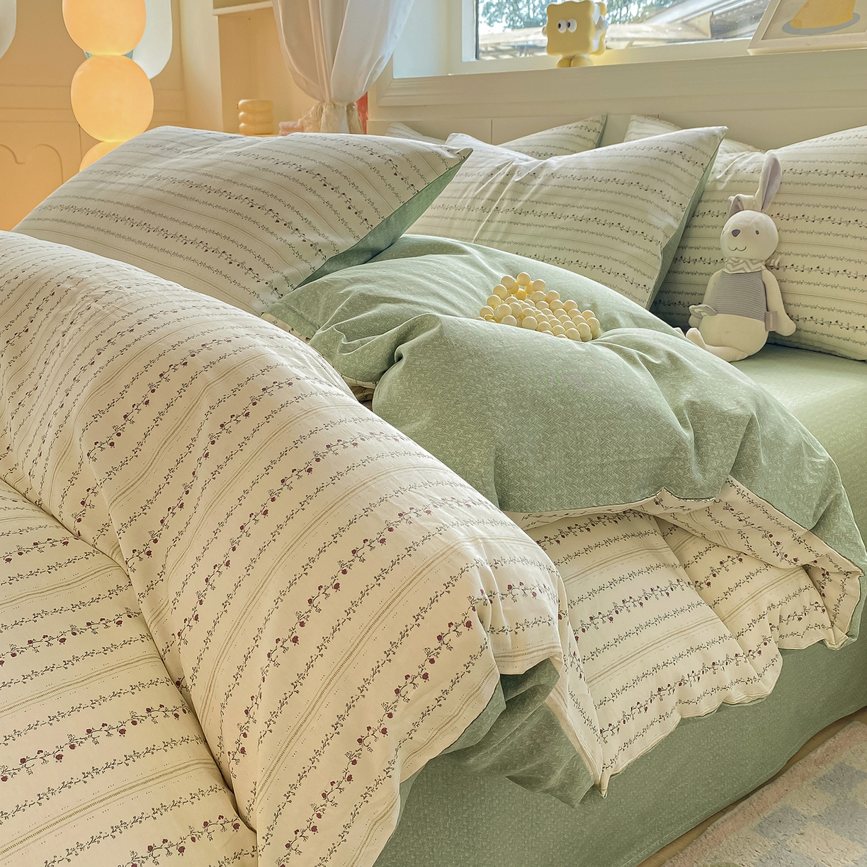 黑马家居 2025新款13070全棉田园小清新四件套系列 晚安小熊