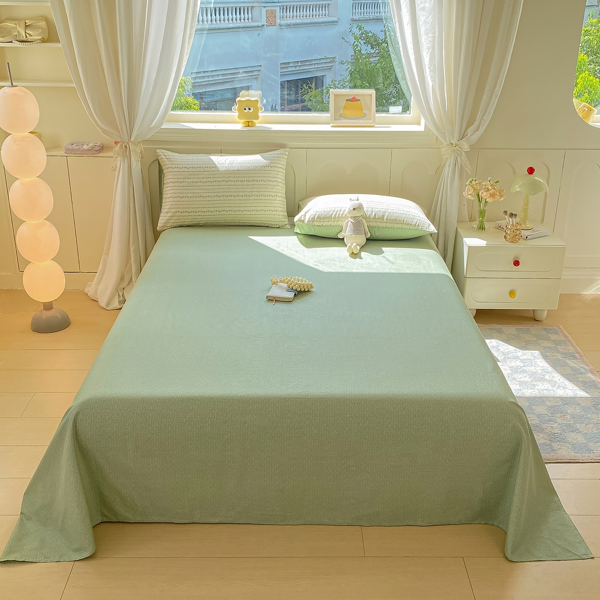 91家纺网 家纺一手货源 找家纺 黑马家居 2025新款13070全棉田园小清新四件套系列 晚安小熊