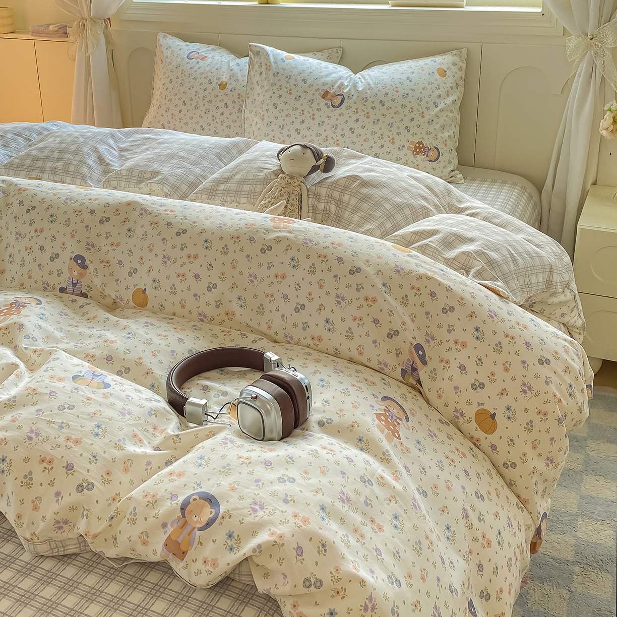 91家纺网 家纺一手货源 找家纺 黑马家居 2025新款13070全棉田园小清新单品被套系列 花间梦