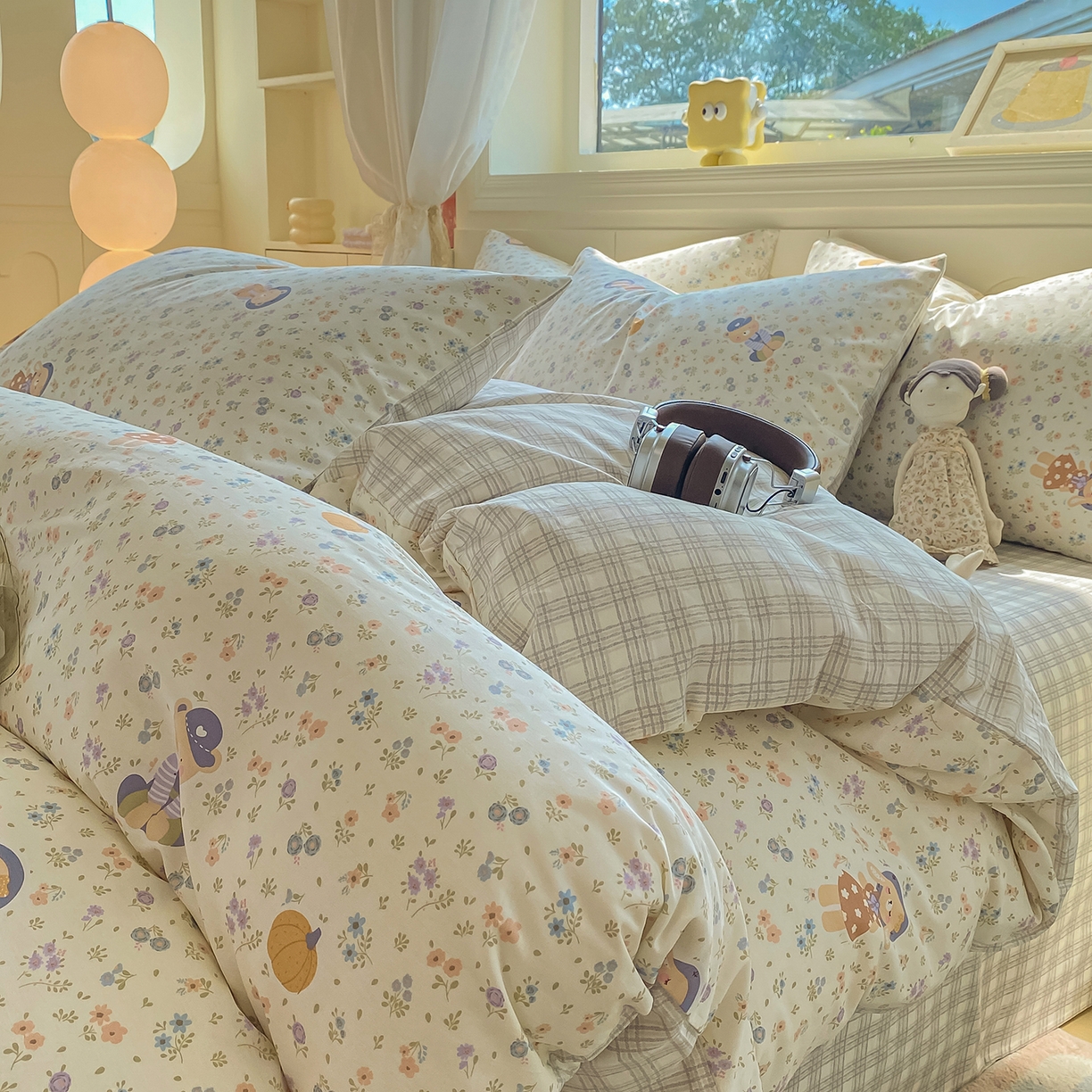 黑马家居 2025新款13070全棉田园小清新四件套系列 晚安小熊
