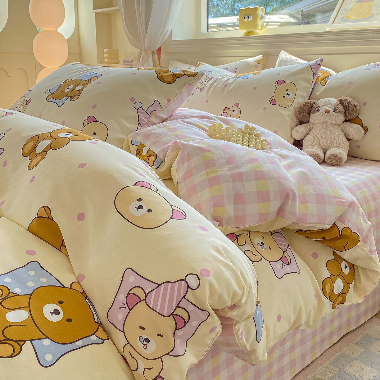 黑马家居 2025新款13070全棉田园小清新四件套系列 晚安小熊