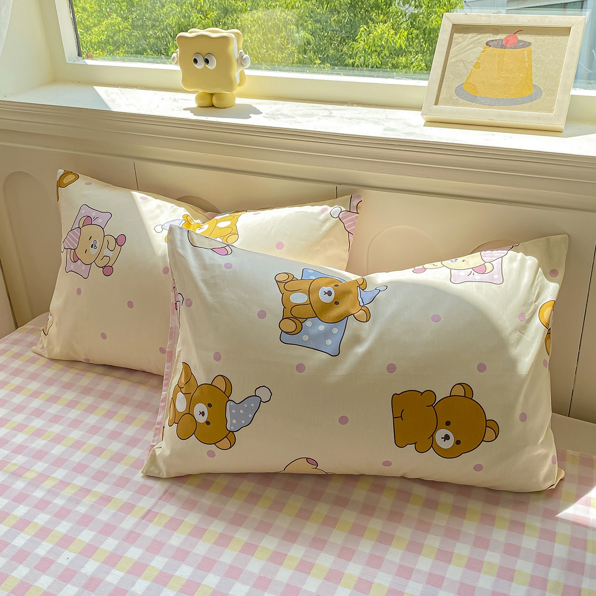 91家纺网 家纺一手货源 找家纺 黑马家居 2025新款13070全棉田园小清新四件套系列 晚安小熊