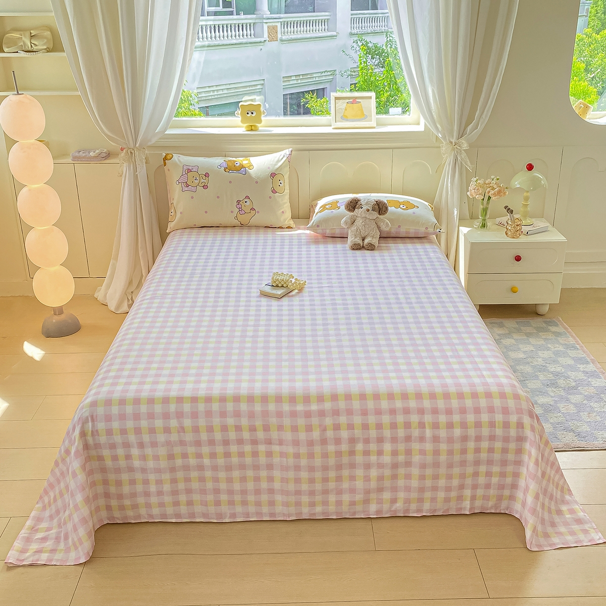 91家纺网 家纺一手货源 找家纺 黑马家居 2025新款13070全棉田园小清新四件套系列 晚安小熊