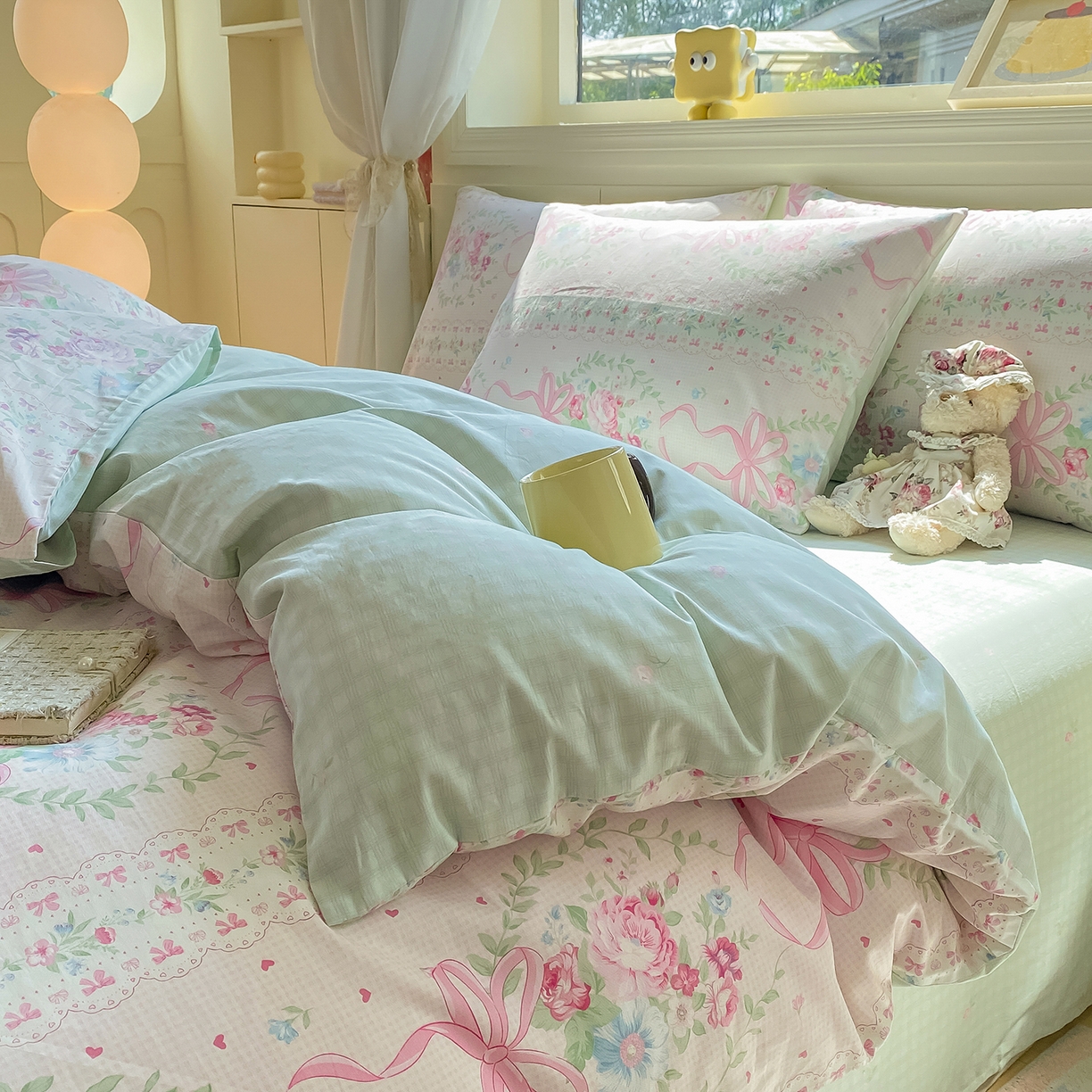 91家纺网 家纺一手货源 找家纺 黑马家居 2025新款13070全棉田园小清新单品被套系列 机器人