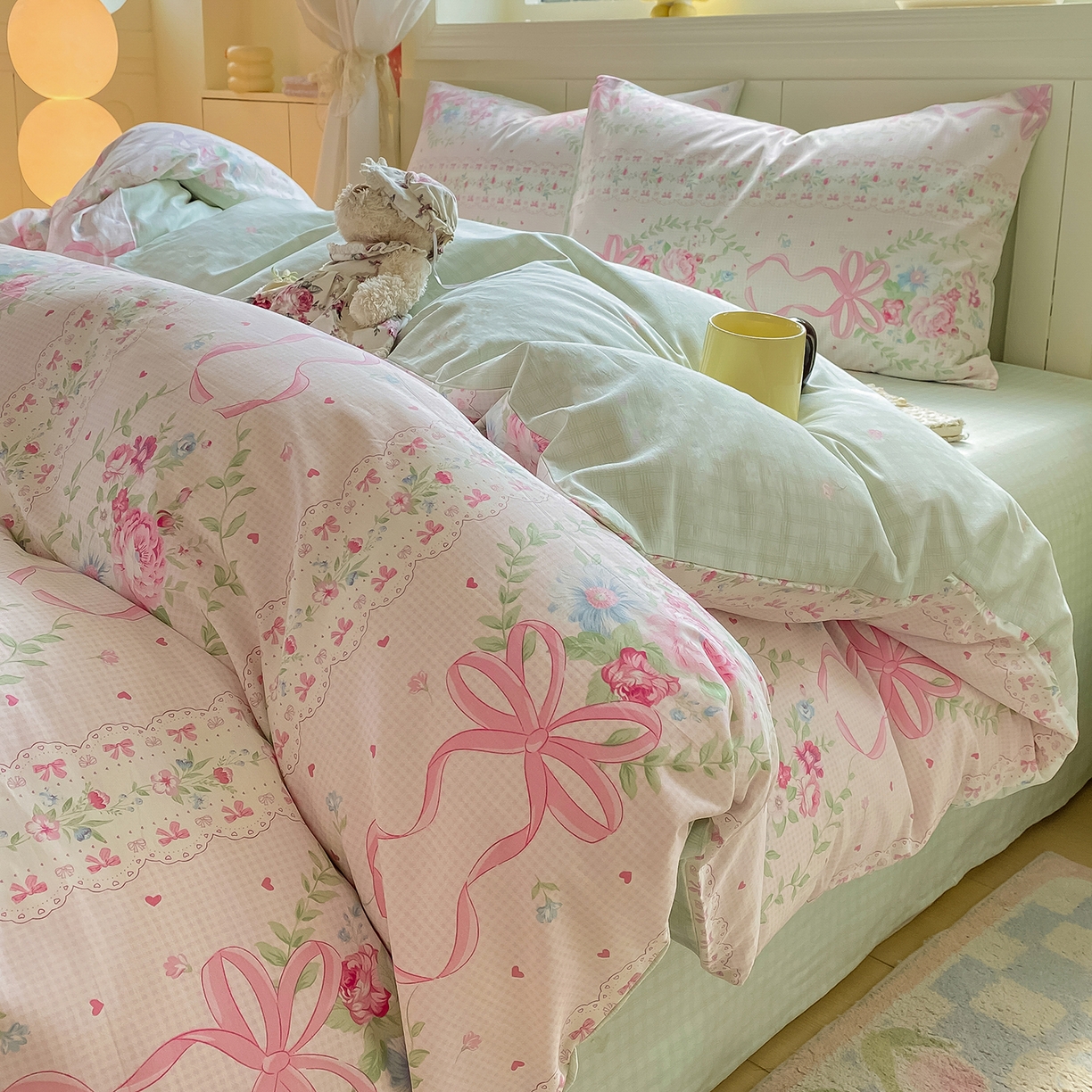 91家纺网 家纺一手货源 找家纺 黑马家居 2025新款13070全棉田园小清新单品被套系列 机器人