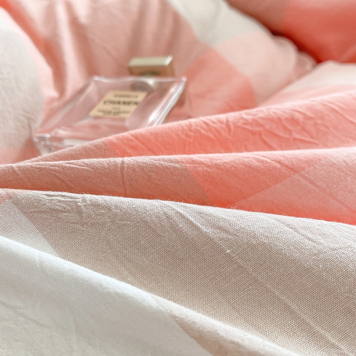 91家纺网 家纺一手货源 找家纺 钰锦珀家纺 2025新款简约全棉色织水洗棉四件套玉咖大格