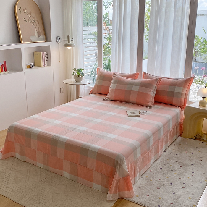 91家纺网 家纺一手货源 找家纺 钰锦珀家纺 2025新款简约全棉色织水洗棉四件套玉咖大格