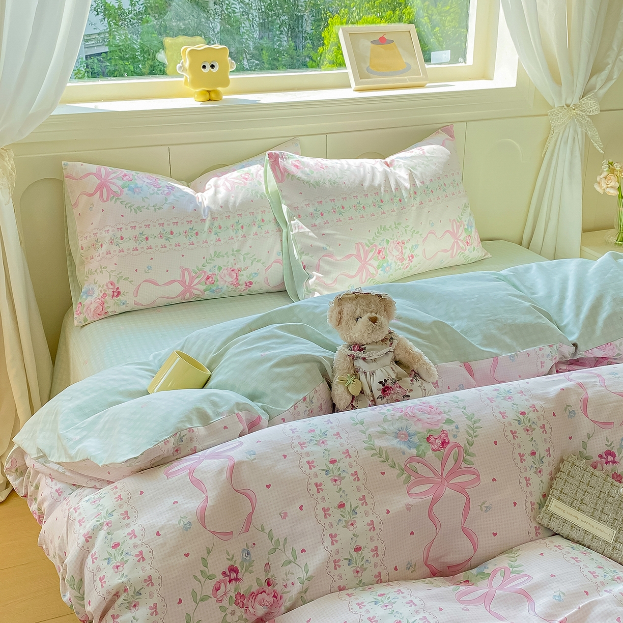 91家纺网 家纺一手货源 找家纺 黑马家居 2025新款13070全棉田园小清新单品被套系列 机器人