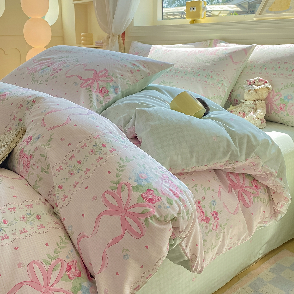 黑马家居 2025新款13070全棉田园小清新四件套系列 凯蒂猫