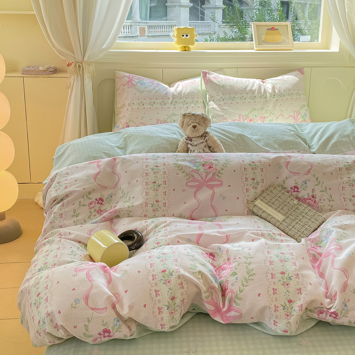 91家纺网 家纺一手货源 找家纺 黑马家居 2025新款13070全棉田园小清新四件套系列 凯蒂猫