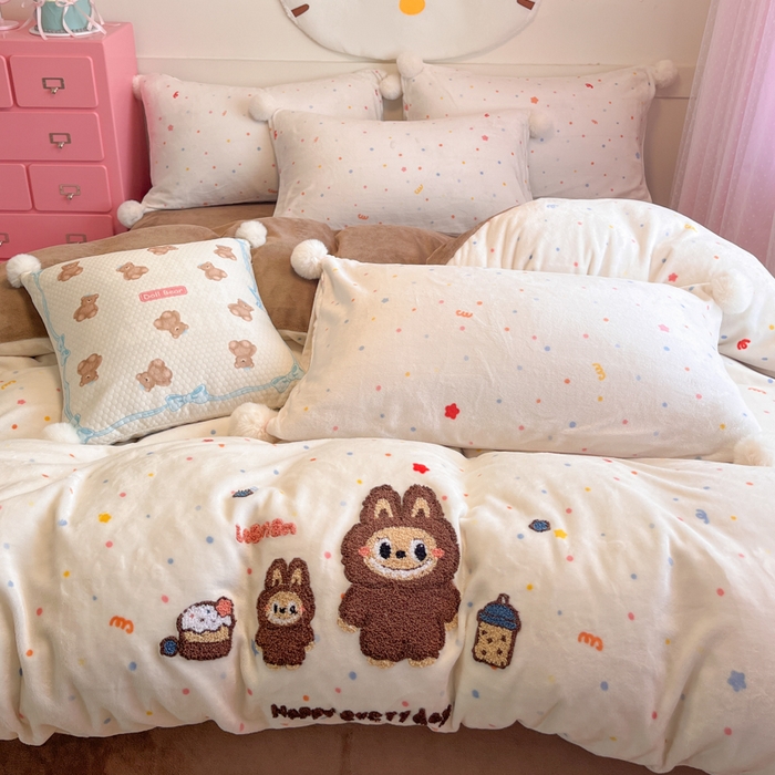 91家纺网 家纺一手货源 找家纺 （总）川悦生活 2025新款牛奶绒绣花LB四件套-大床