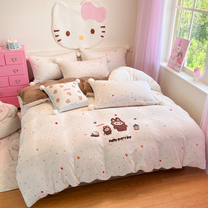 91家纺网 家纺一手货源 找家纺 （总）川悦生活 2025新款牛奶绒绣花LB四件套-大床