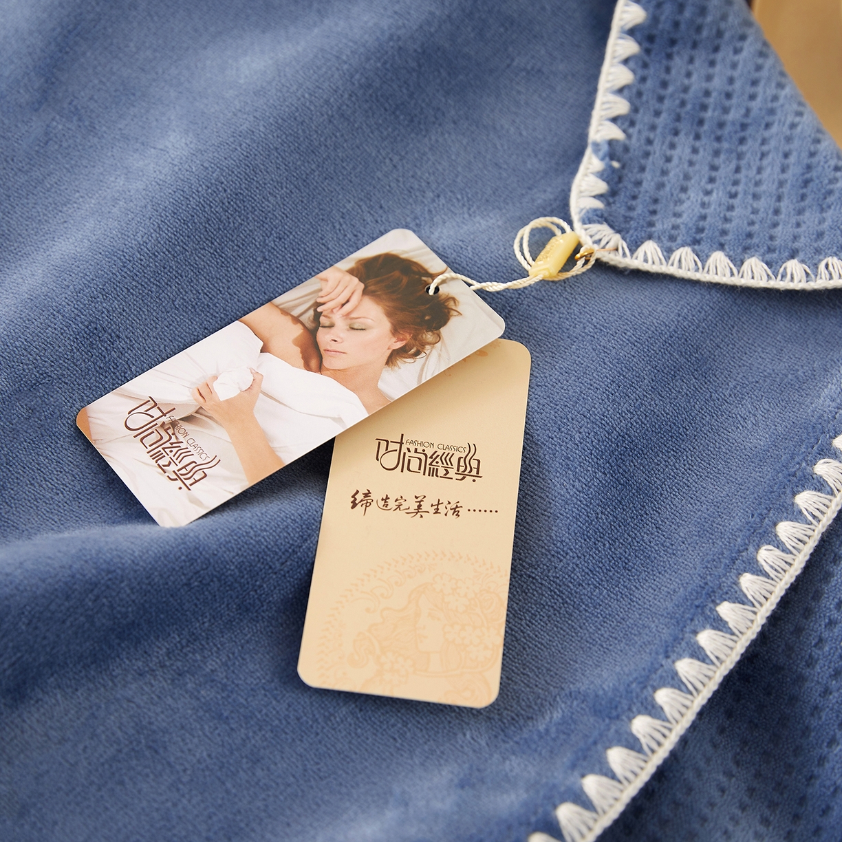 91家纺网 家纺一手货源 找家纺 莱家富 2026新款跨境A类华夫格牛奶绒双面毛毯轻奢休闲盖毯子多功能午睡办公室用毯 蓝色