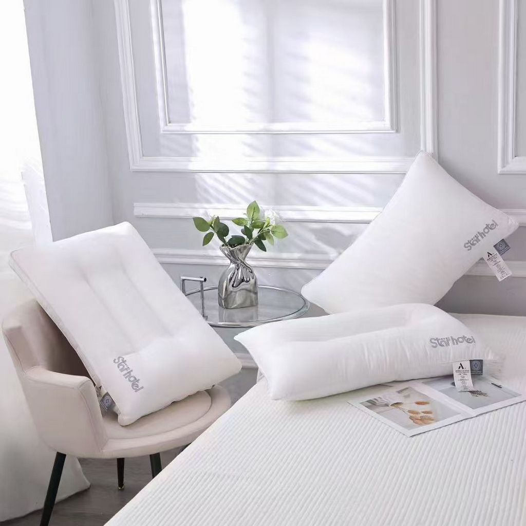 91家纺网 家纺一手货源 找家纺 云熙枕业 2025新款酒店全棉立体单边定型羽丝护颈枕枕头枕芯 定型低枕