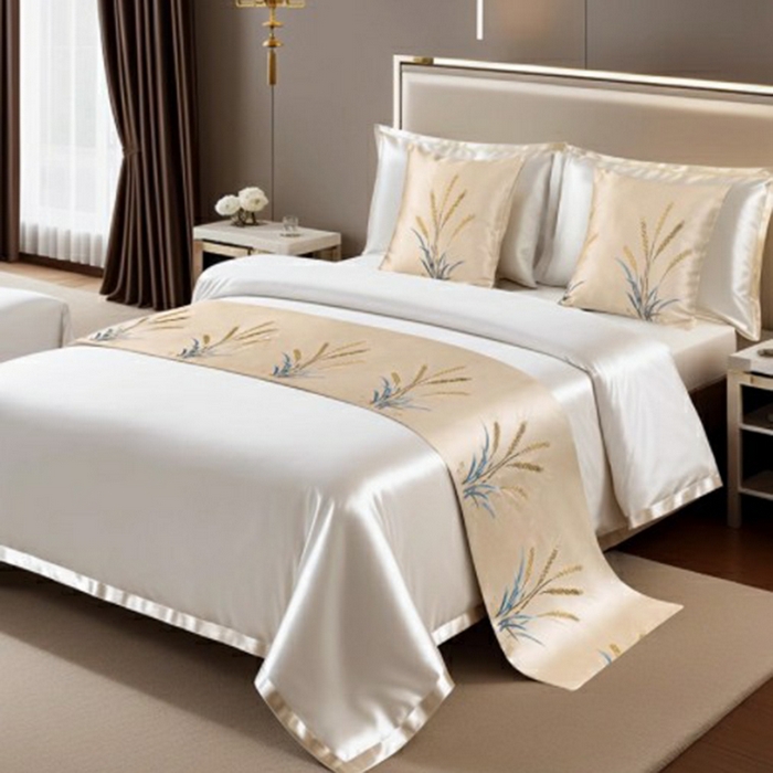 澜昕 酒店民宿床尾巾床旗轻奢抱枕套床盖 大麦